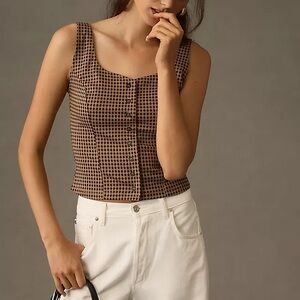 Anthropologie Brown and Black Patterned Blouse